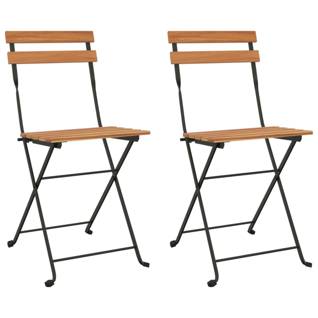 Sammenleggbare bistrostoler 2 stk heltre teak og stål