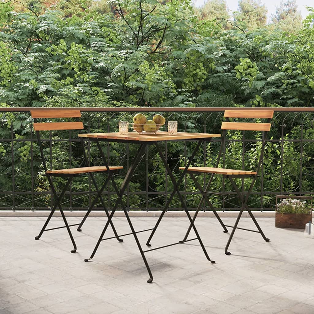 Sammenleggbare bistrostoler 2 stk heltre teak og stål