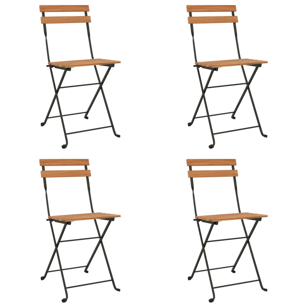 Sammenleggbare bistrostoler 4 stk heltre teak og stål