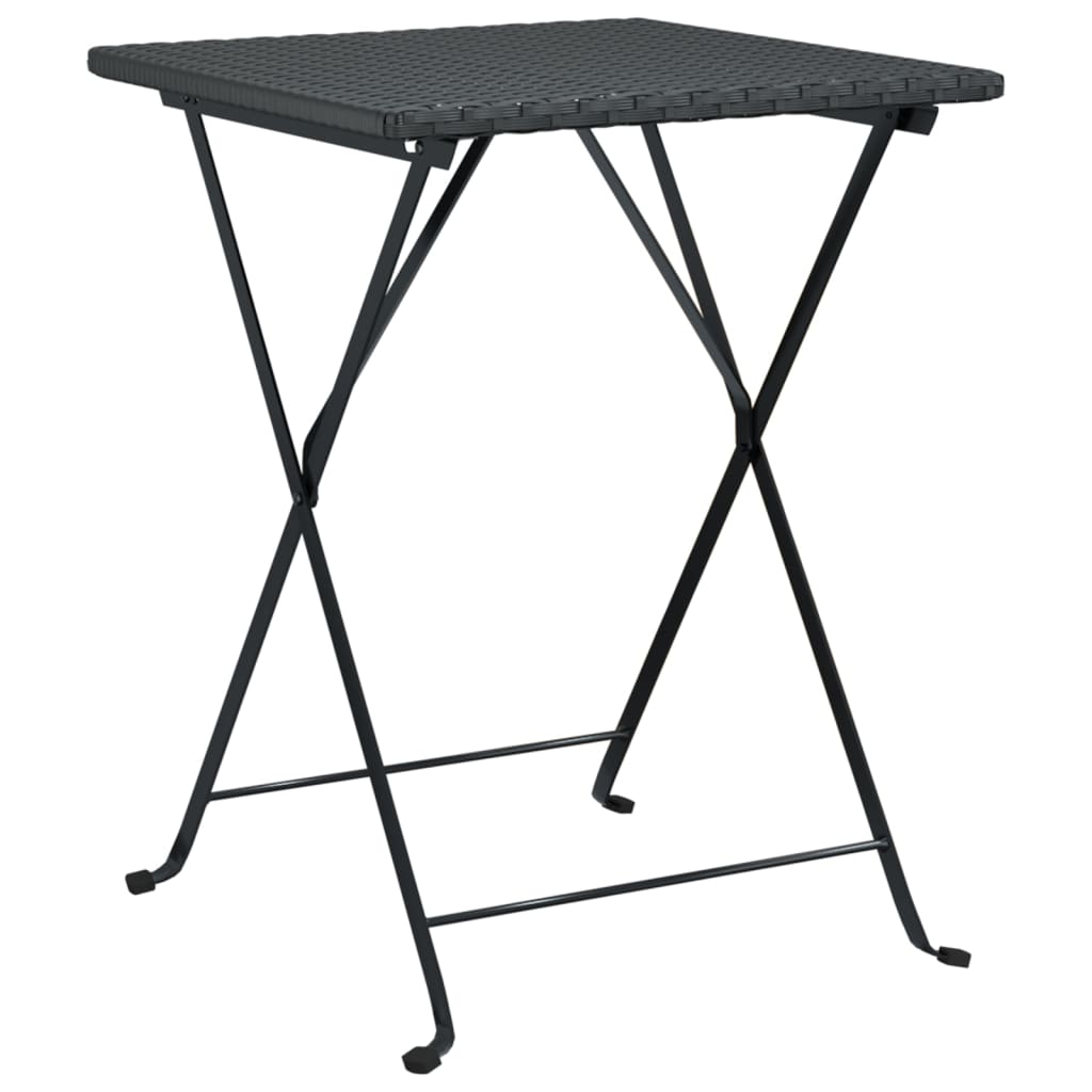 Sammenleggbart bistrobord svart 55x54x71 cm polyrotting