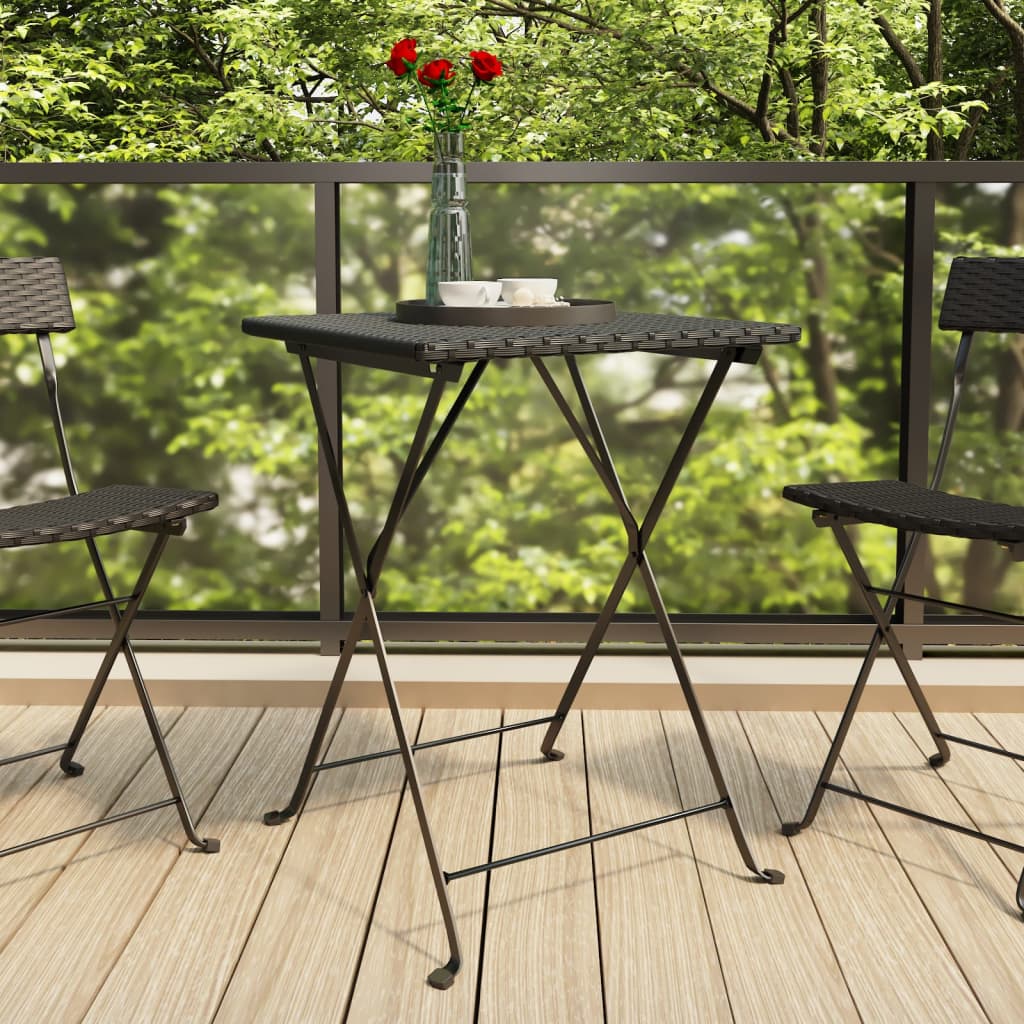 Sammenleggbart bistrobord svart 55x54x71 cm polyrotting