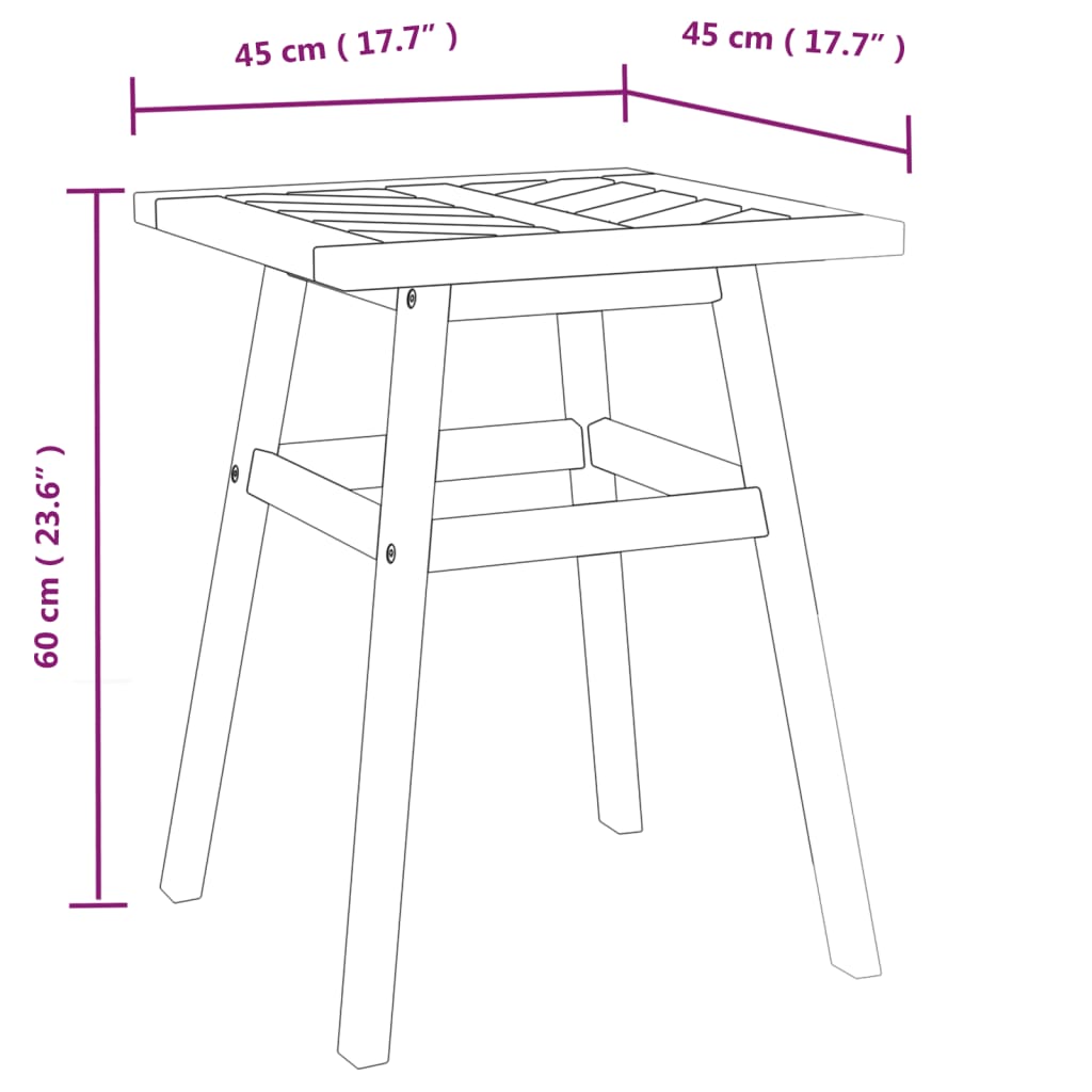 Sidebord 45x45x60 cm heltre akasie