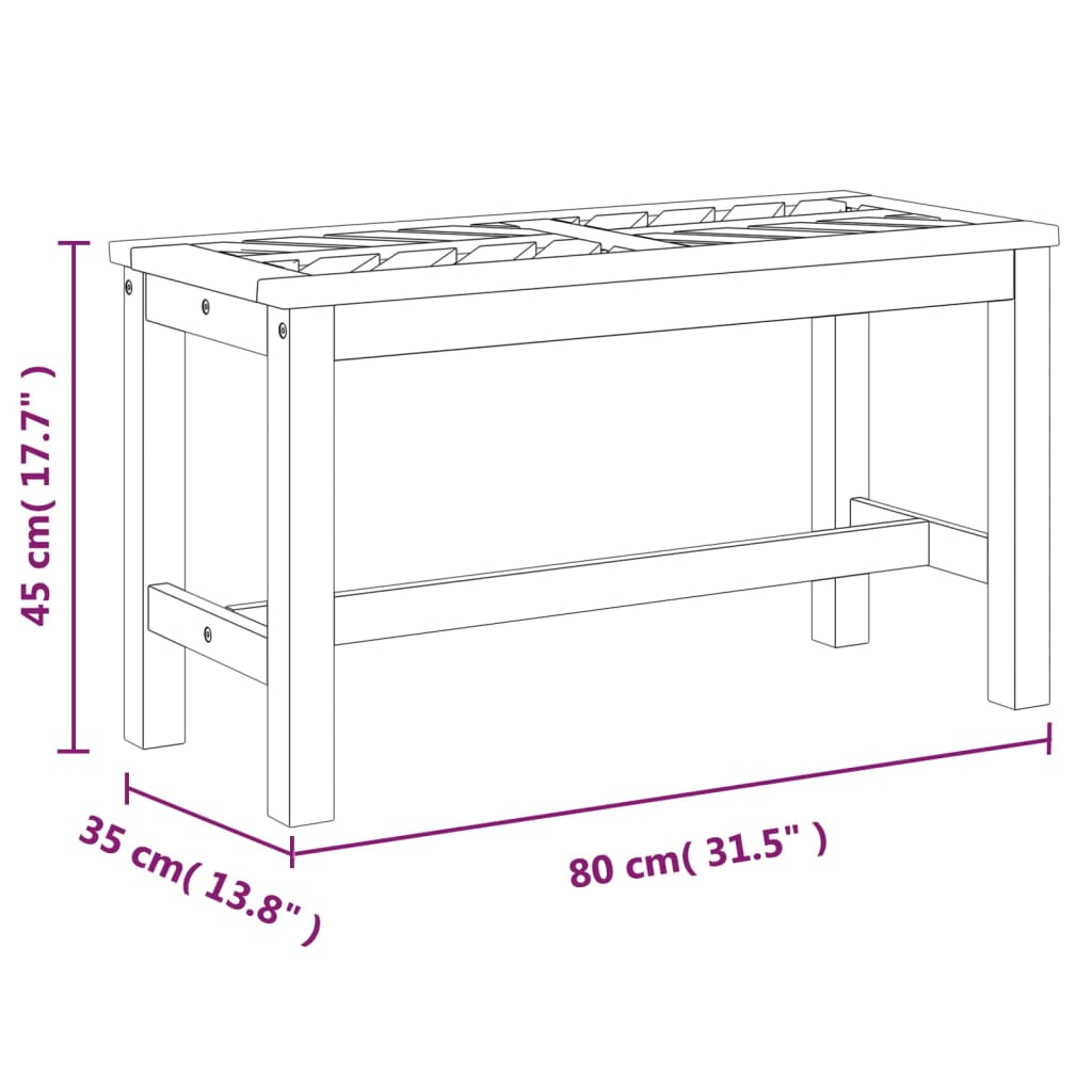 Hagebenk 80 cm heltre akasie