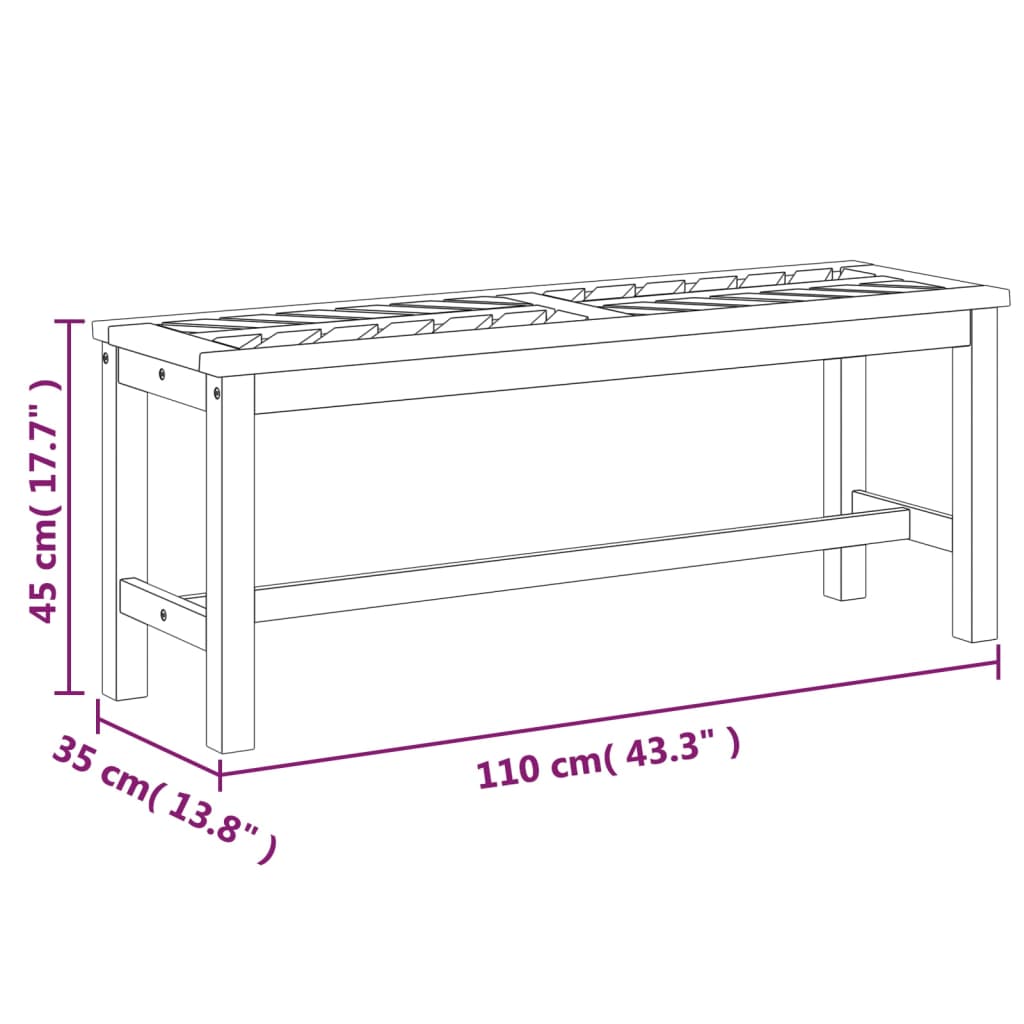 Hagebenk 110 cm heltre akasie