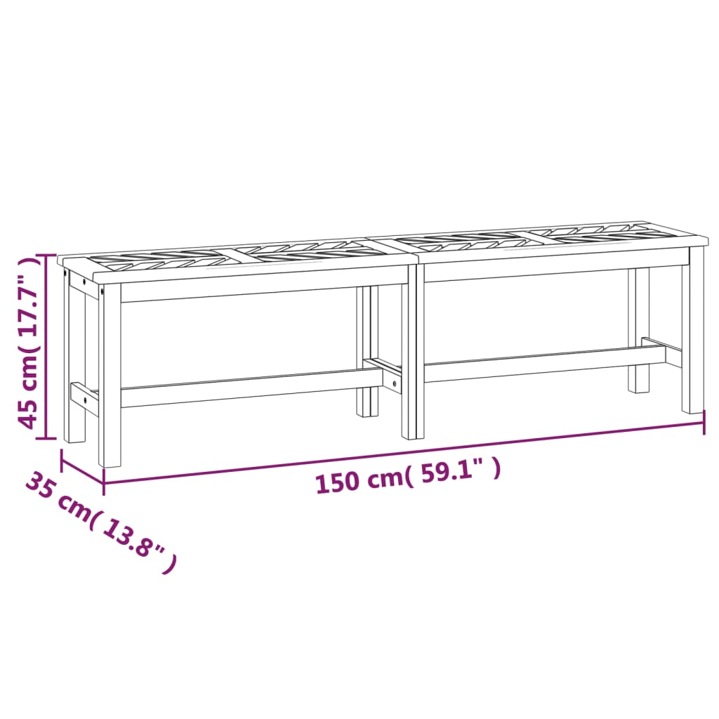 Hagebenk 150 cm heltre akasie