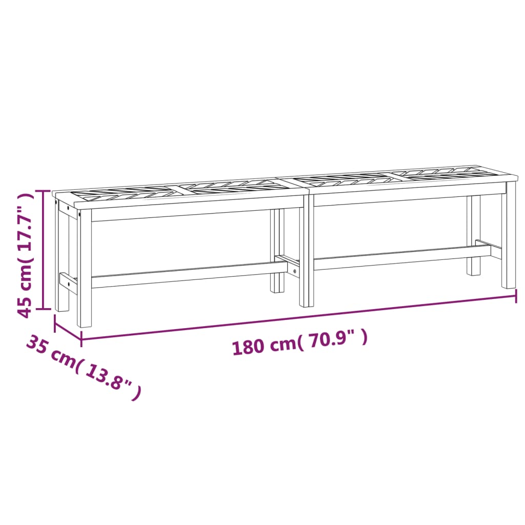 Hagebenk 180 cm heltre akasie