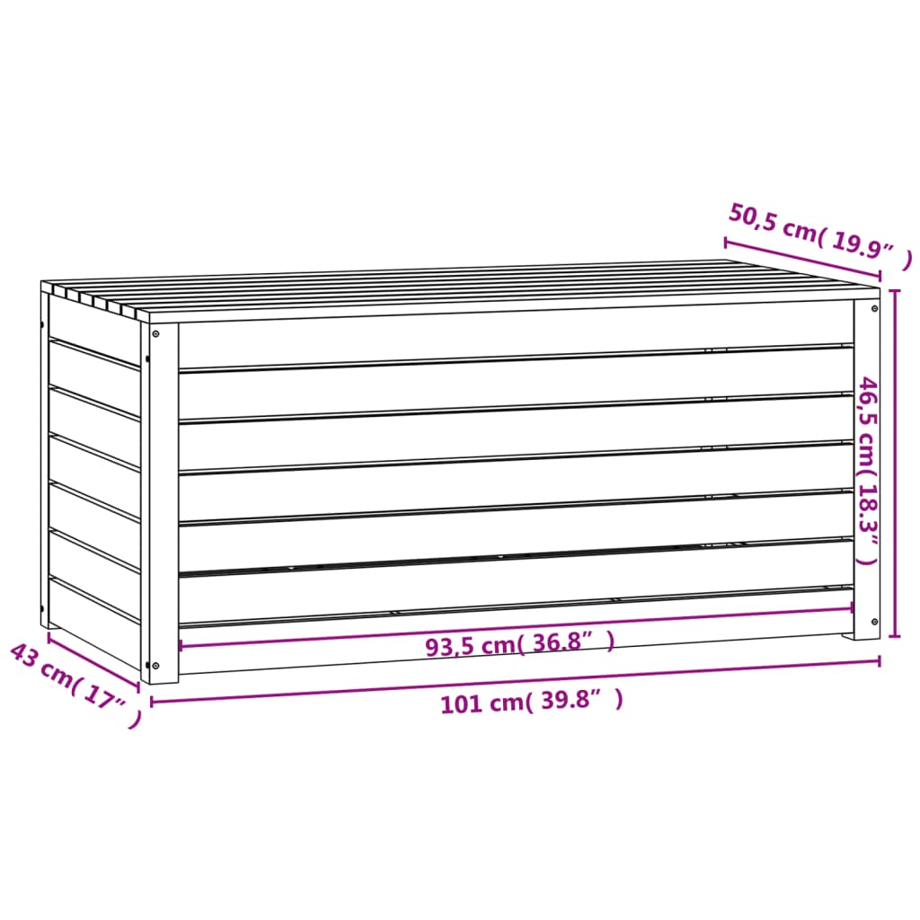 Hagekasse 101x50,5x46,5 cm heltre furu