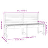Hagebenk hvit 157,5 cm heltre furu