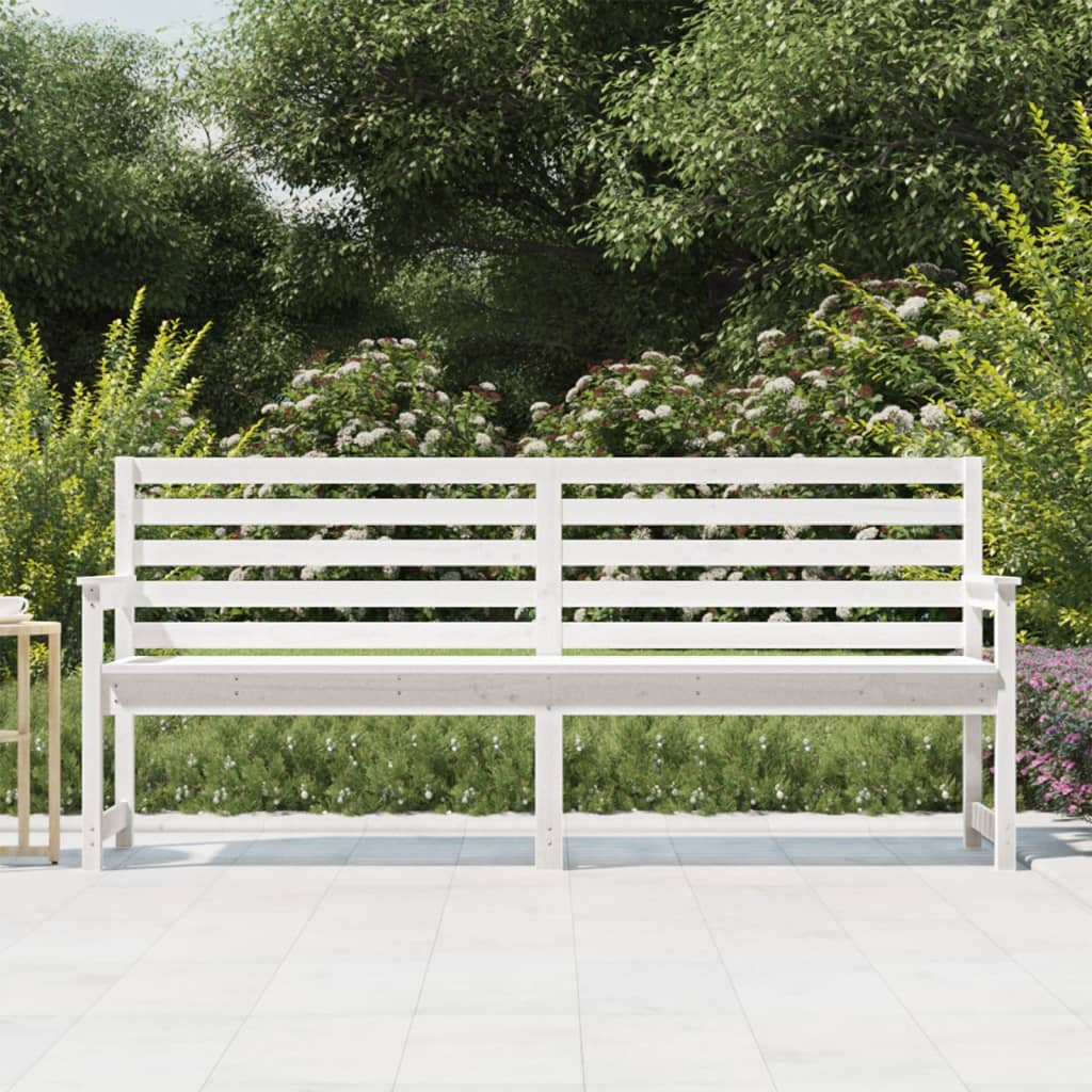 Hagebenk hvit 203,5x48x91,5 cm heltre furu