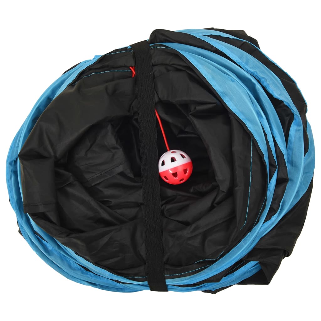 Kattetunnel 5-veis svart og blå 25 cm polyester