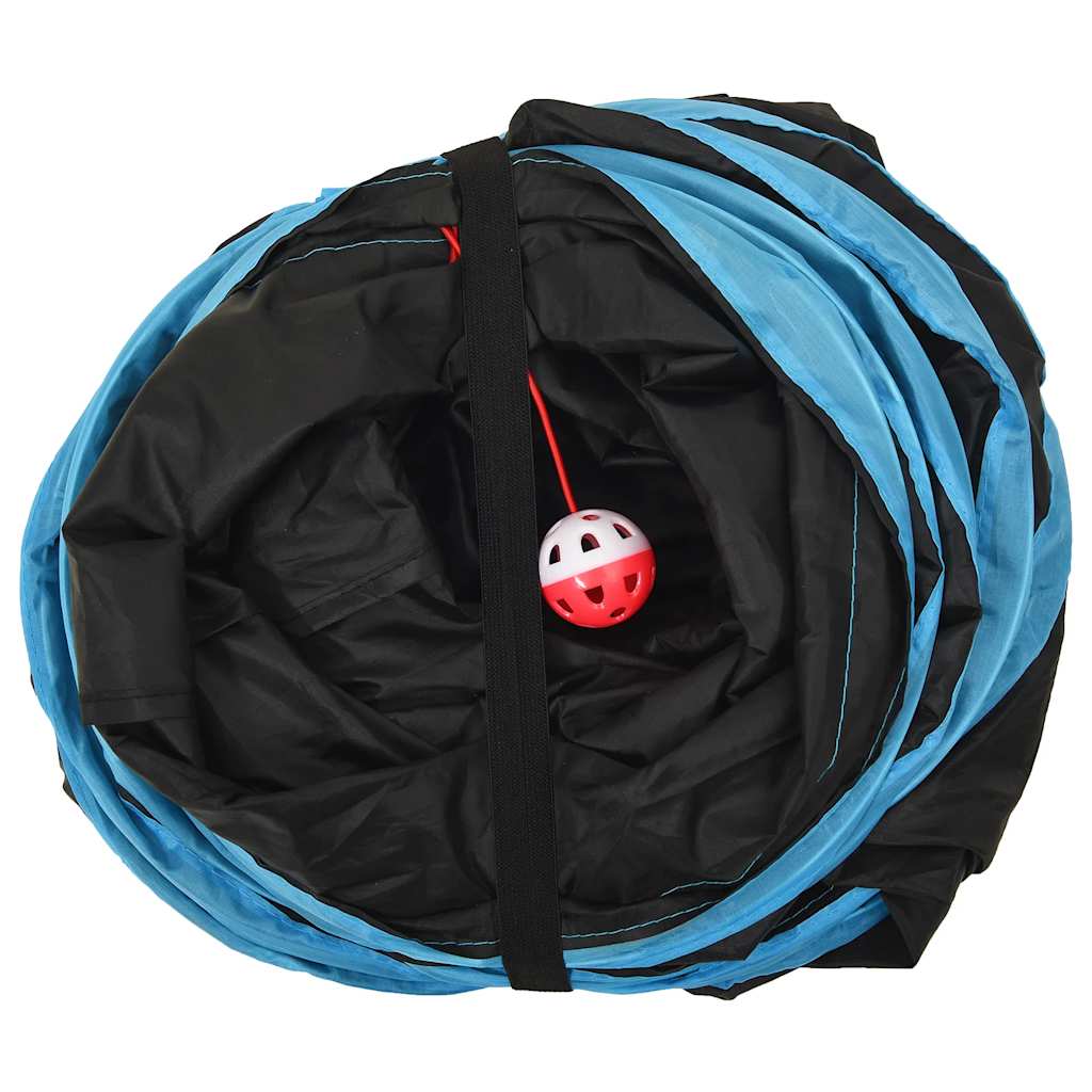 Kattetunnel s-form svart og blå 122 cm polyester