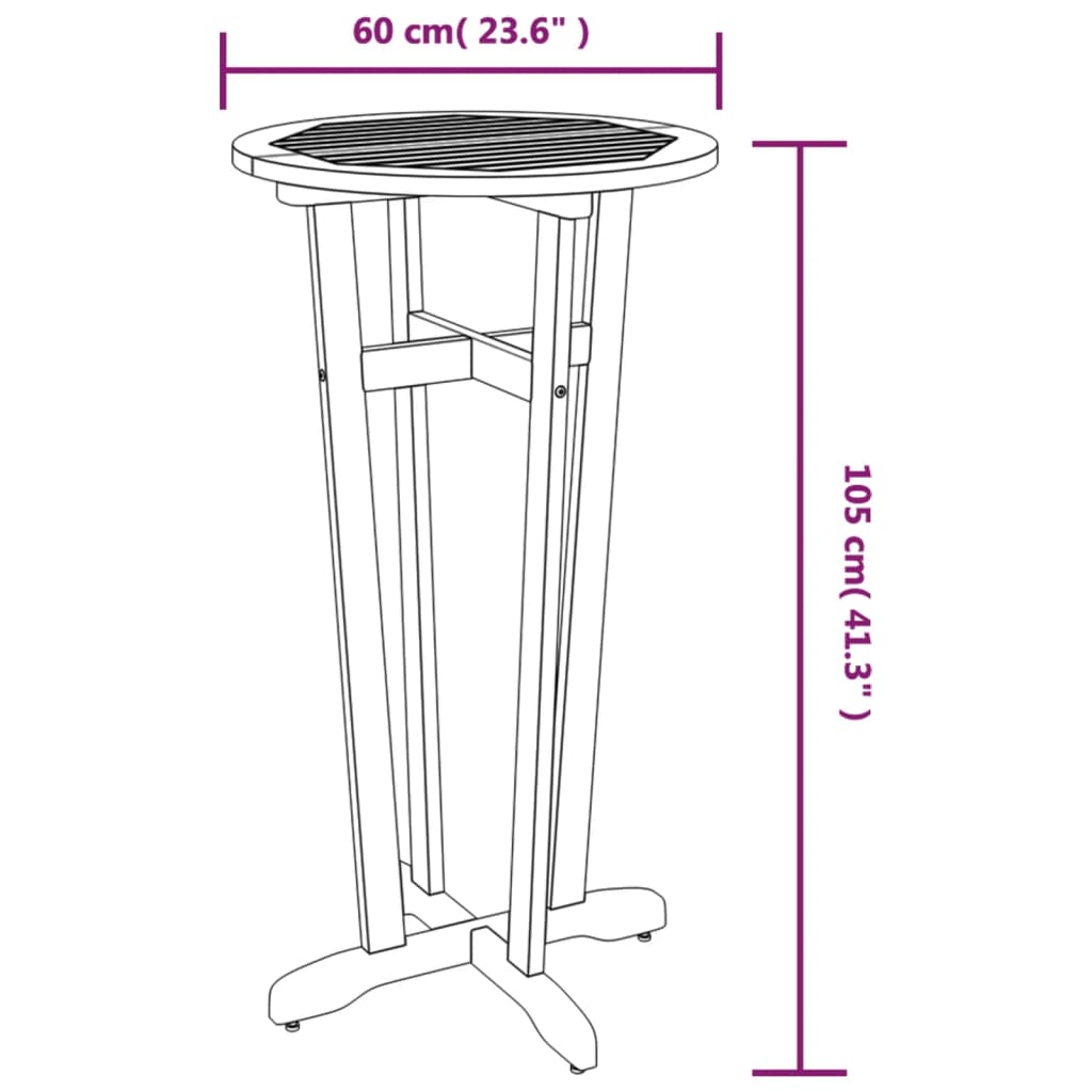 Utendørs barbord Ø60x105 cm heltre akasie