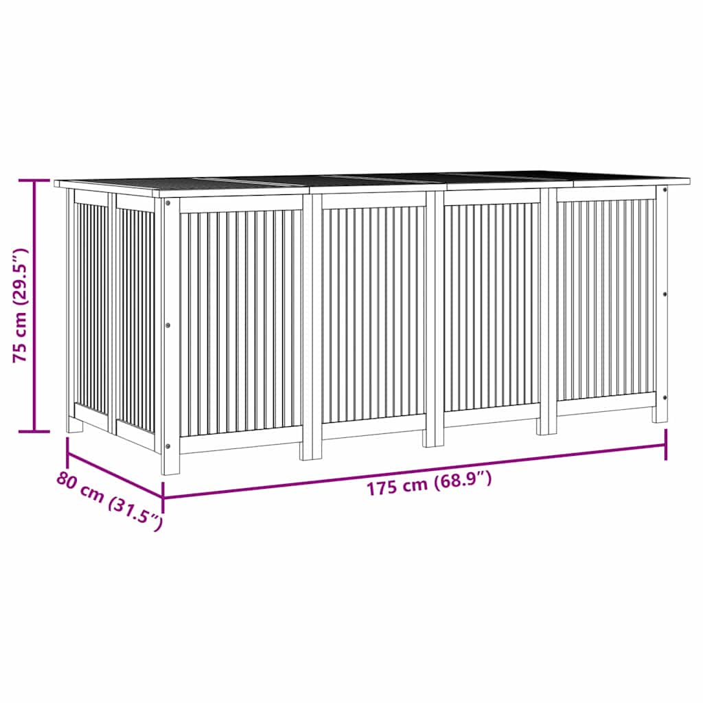 Putekasse 175x80x75 cm heltre akasie