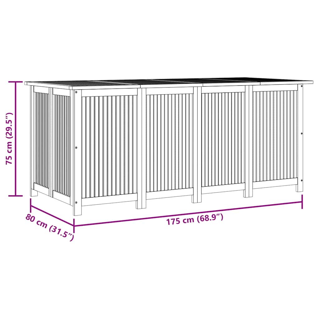 Putekasse 175x80x75 cm heltre akasie