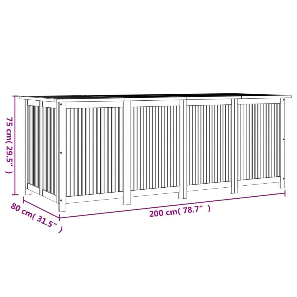 Putekasse 200x80x75 cm heltre akasie