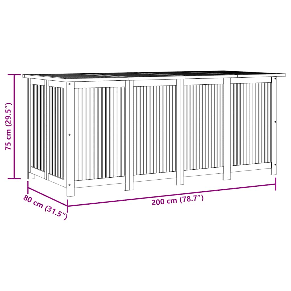 Putekasse 200x80x75 cm heltre akasie