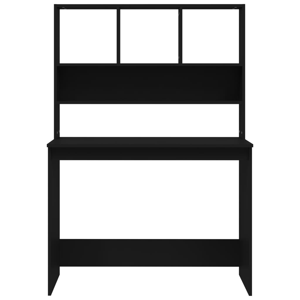 Skrivebord med hyller svart 102x45x148 cm konstruert tre