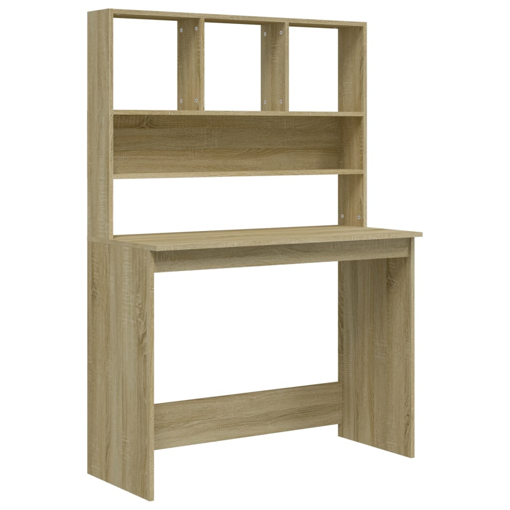 Skrivebord med hyller sonoma eik 102x45x148 cm konstruert tre