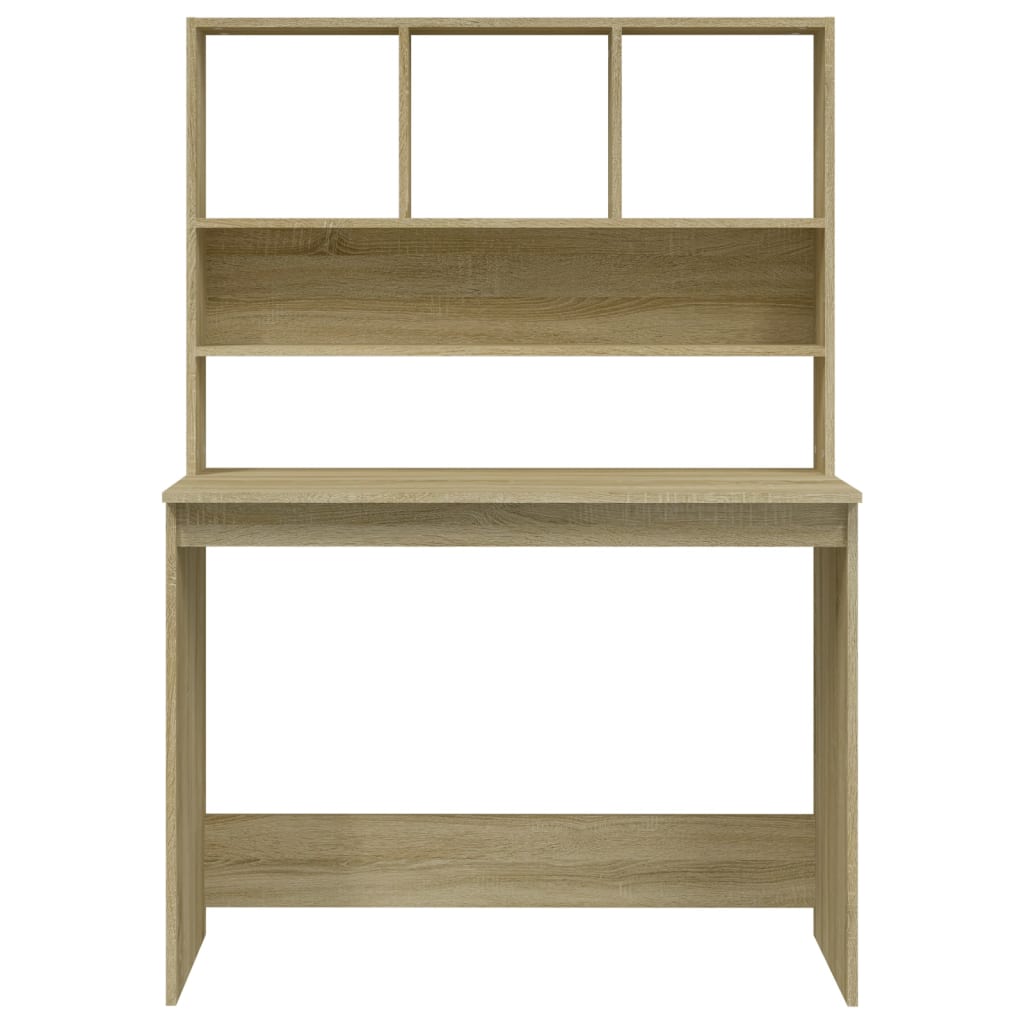 Skrivebord med hyller sonoma eik 102x45x148 cm konstruert tre