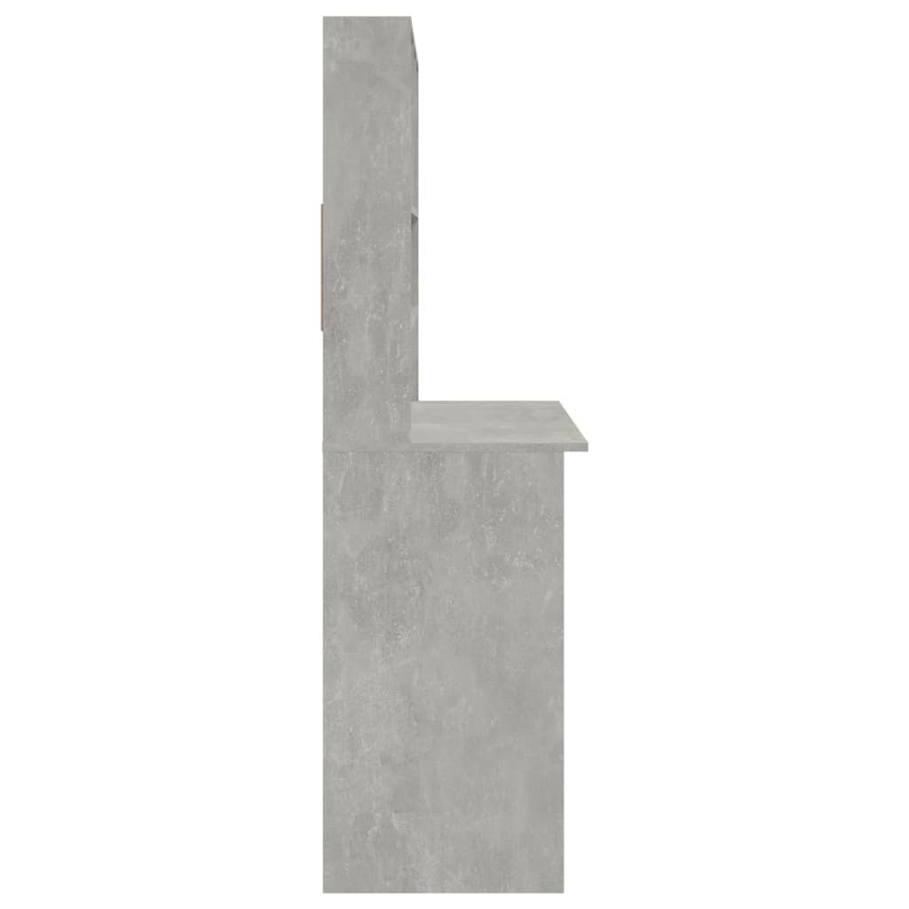 Skrivebord med hyller betonggrå 102x45x148 cm konstruert tre