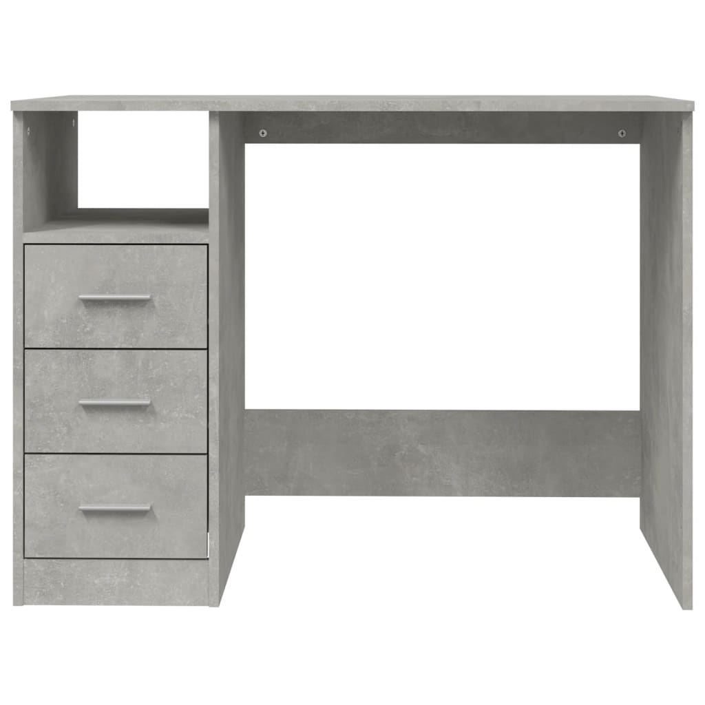 Skrivebord med skuffer betonggrå 102x50x76 cm konstruert tre