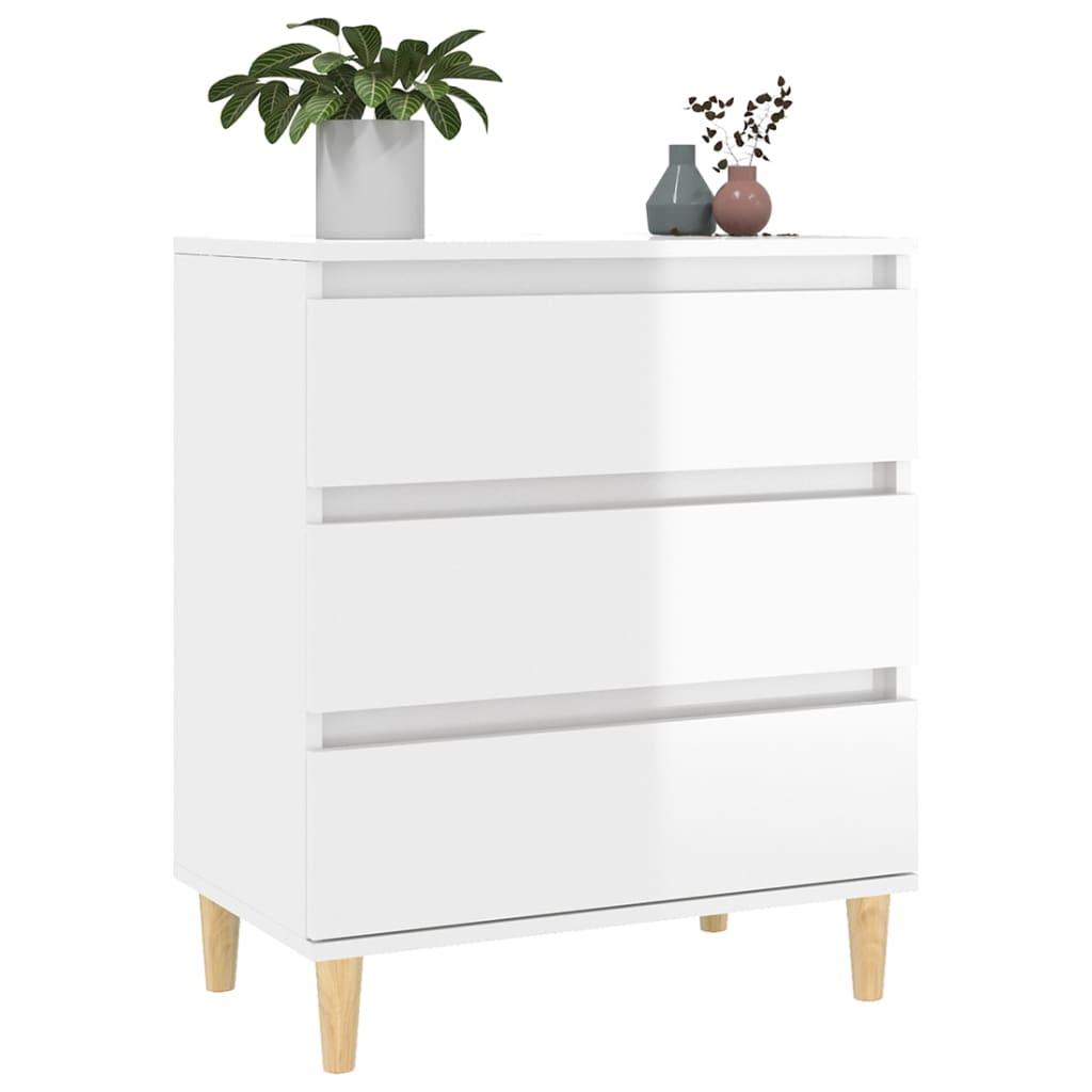 Skjenk høyglans hvit 60x35x70 cm konstruert tre