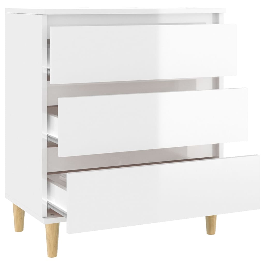 Skjenk høyglans hvit 60x35x70 cm konstruert tre