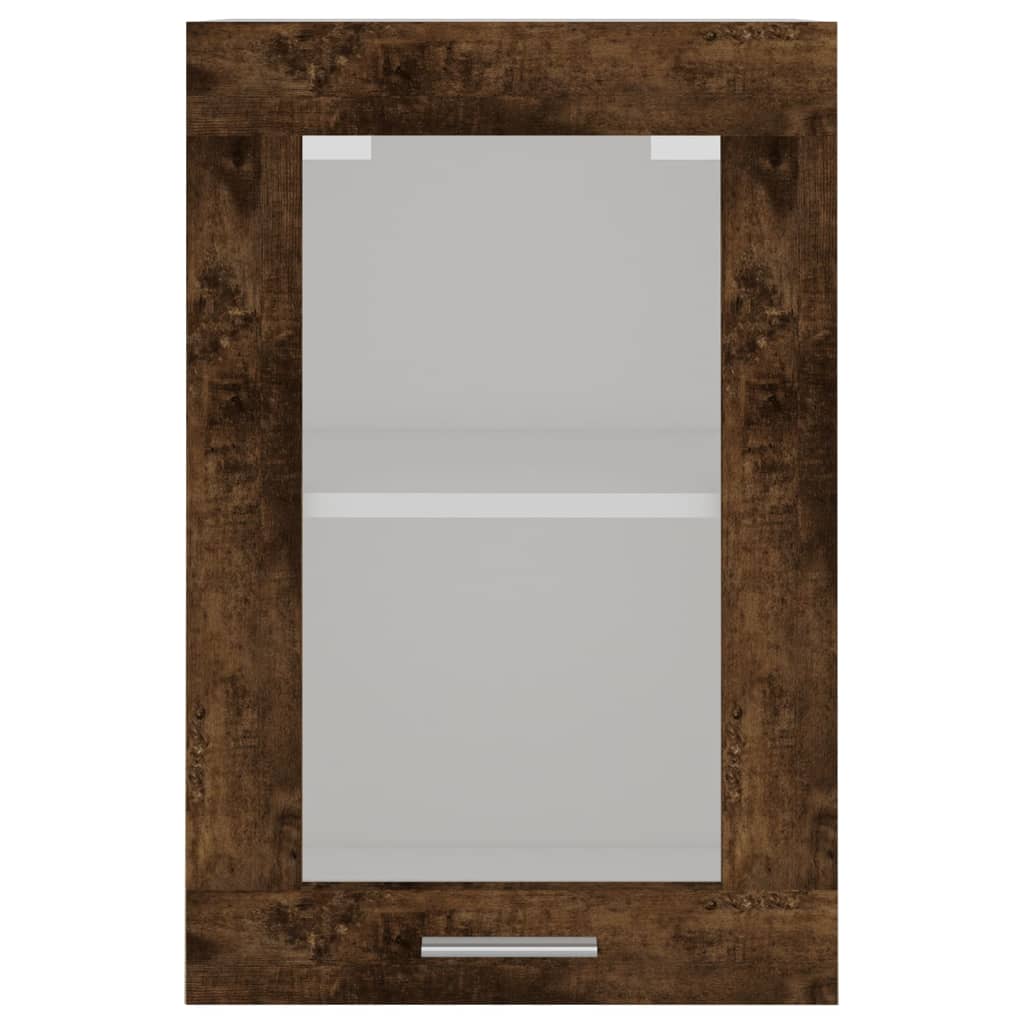 Vegghengt glasskap "Lyon" røkt eik 40x31x60 cm konstruert tre