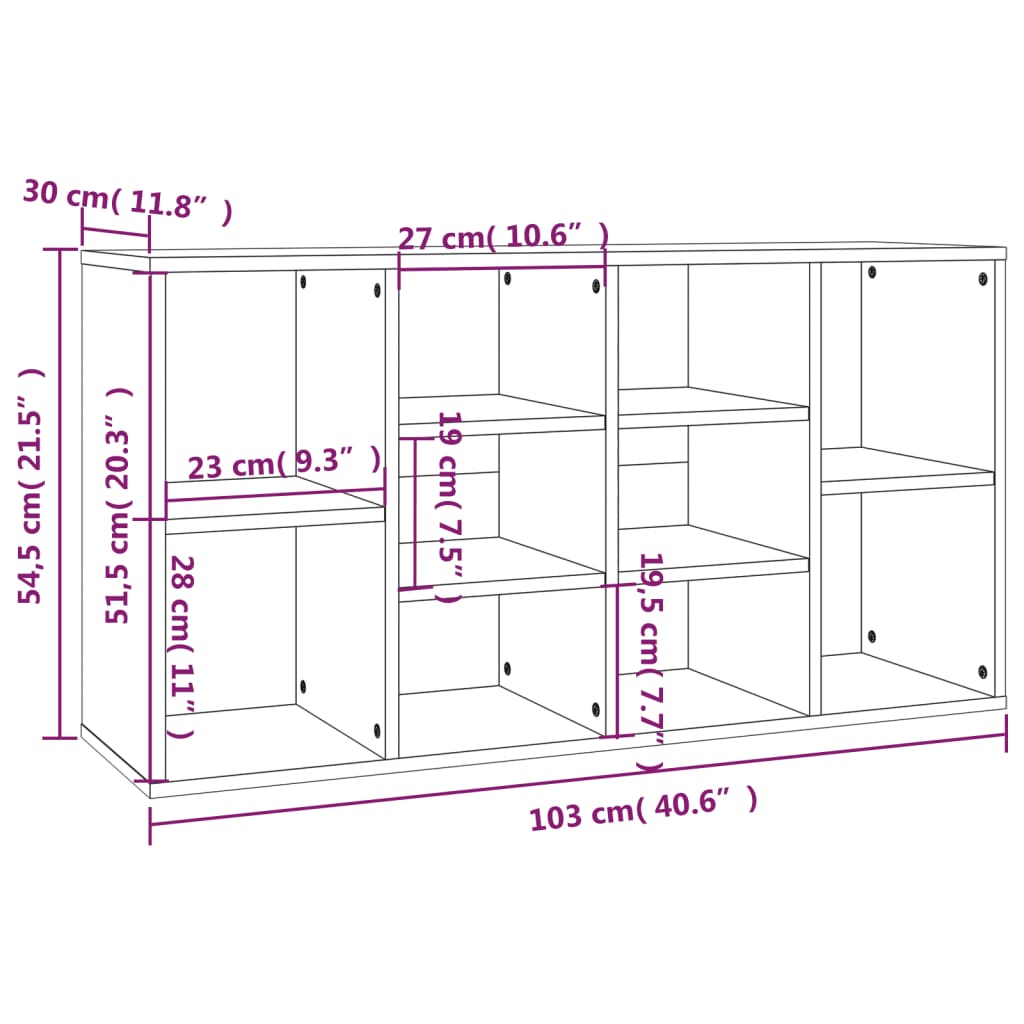 Skobenk røkt eik 103x30x55 cm konstruert tre
