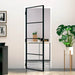 Innerdør svart 83x201,5 cm herdet glass og aluminium slank