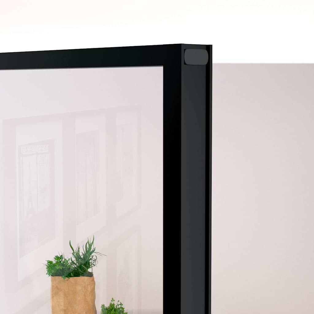 Innerdør svart 102x201,5 cm herdet glass og aluminium slank