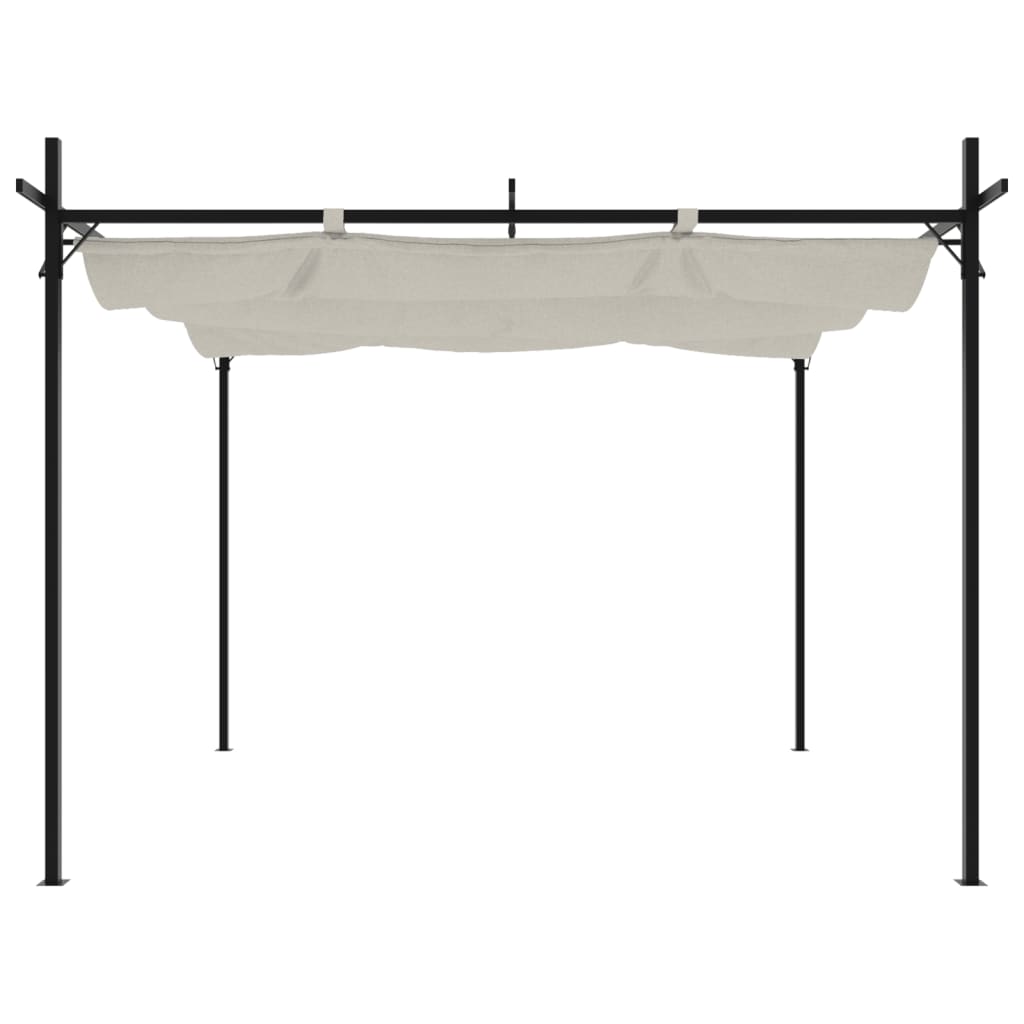 Pergola med uttrekkbar tak kremhvit 295x292x230 cm