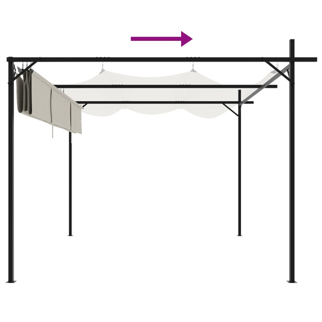 Pergola med uttrekkbar tak kremhvit 295x292x230 cm