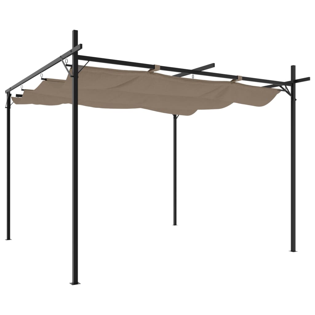 Pergola med uttrekkbar tak gråbrun 295x292x230 cm