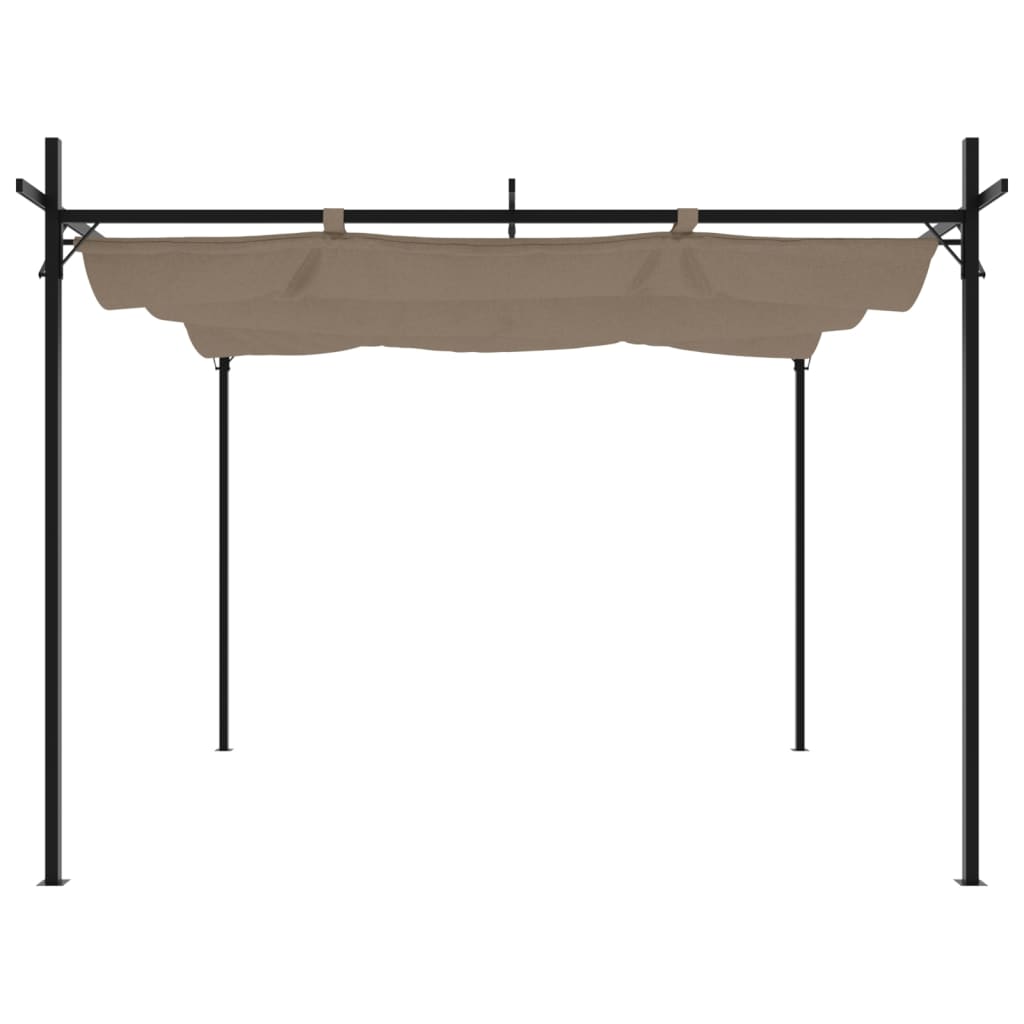 Pergola med uttrekkbar tak gråbrun 295x292x230 cm