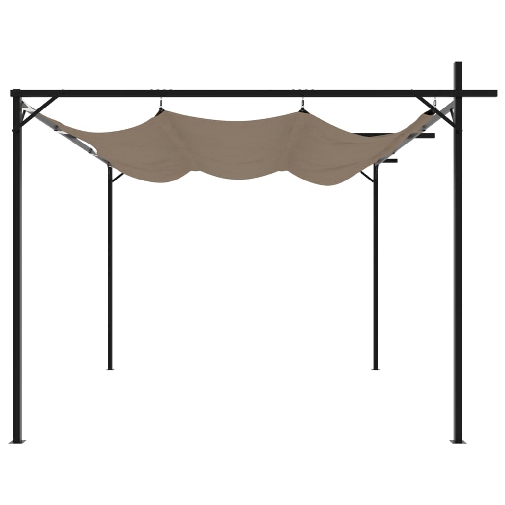 Pergola med uttrekkbar tak gråbrun 295x292x230 cm