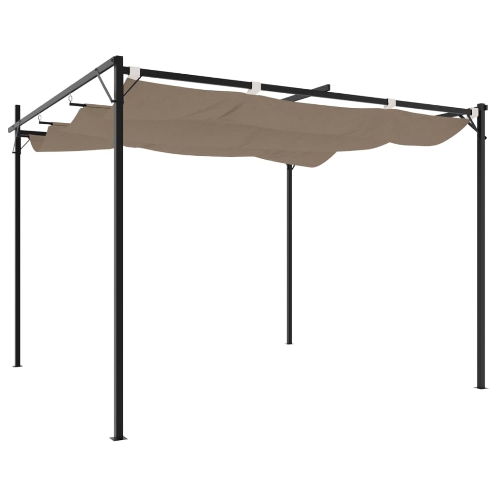 Pergola med uttrekkbar tak gråbrun 295x292x230 cm