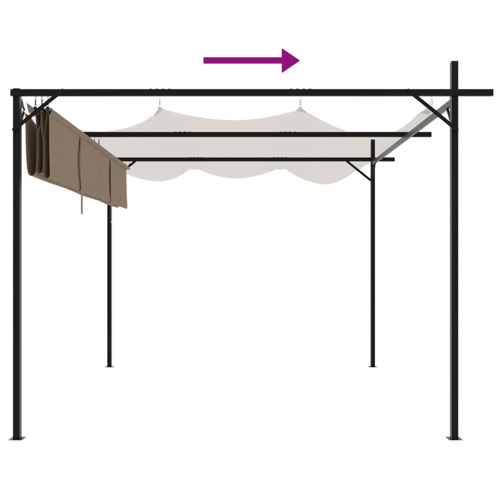 Pergola med uttrekkbar tak gråbrun 295x292x230 cm