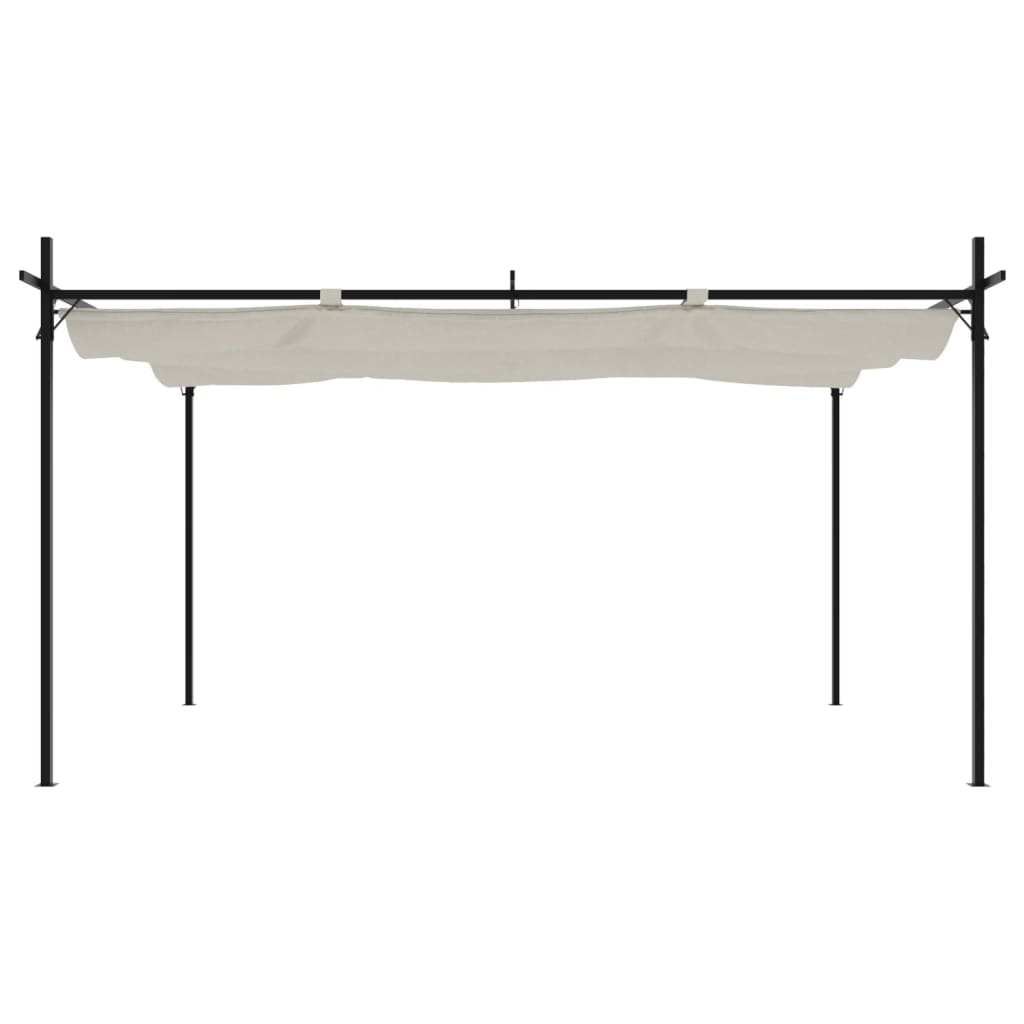 Pergola med uttrekkbar tak kremhvit 395x292x230 cm