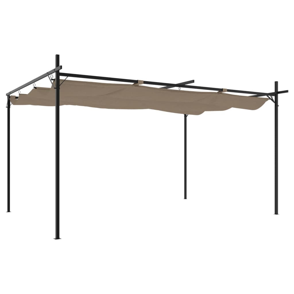 Pergola med uttrekkbar tak gråbrun 395x292x230 cm
