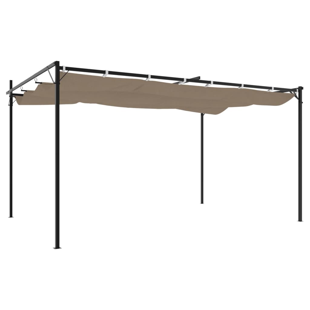Pergola med uttrekkbar tak gråbrun 395x292x230 cm