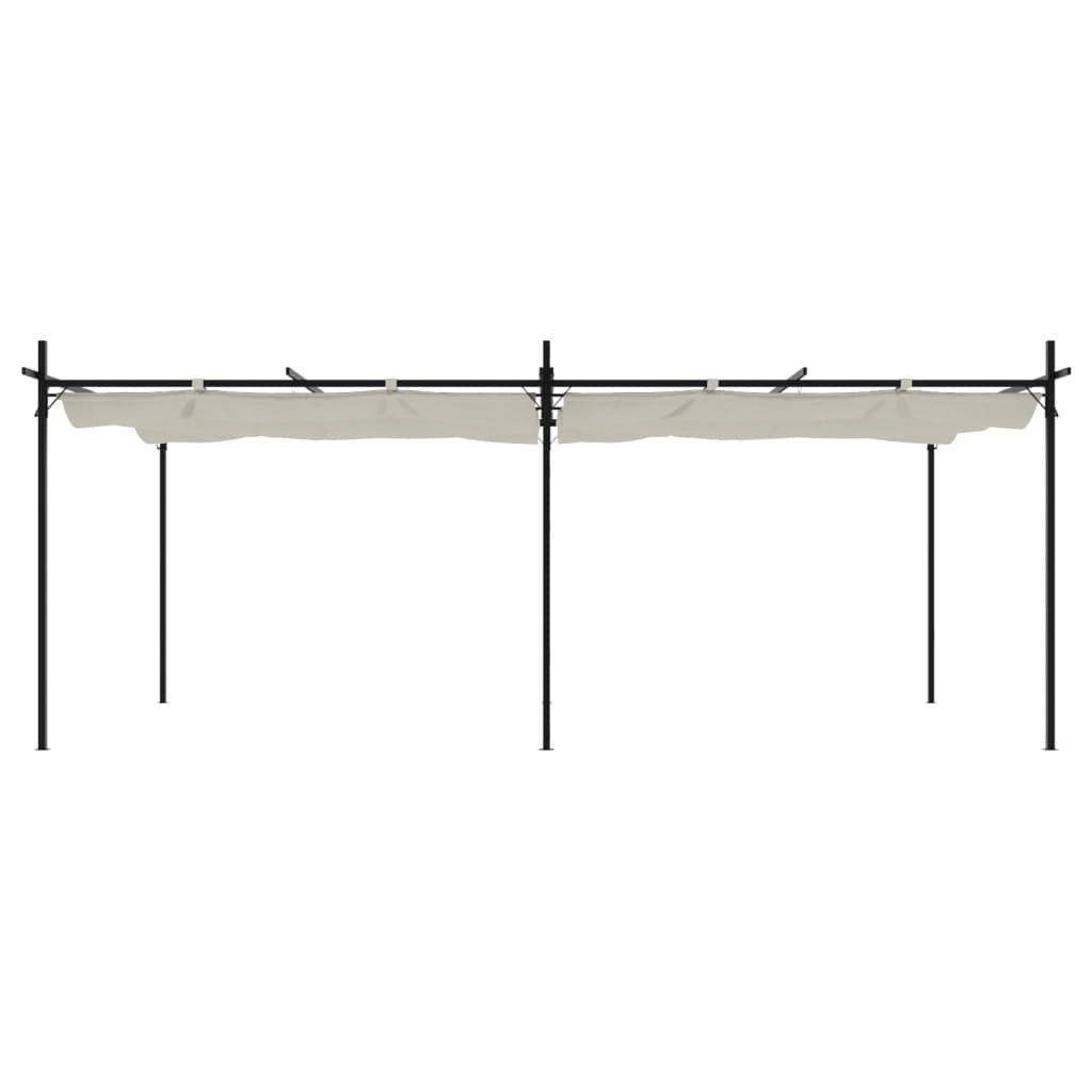 Pergola med uttrekkbar tak kremhvit 589x292x230 cm