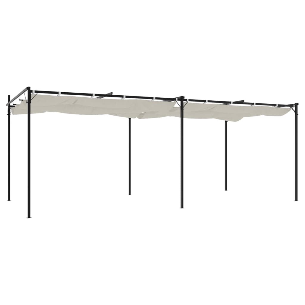 Pergola med uttrekkbar tak kremhvit 589x292x230 cm