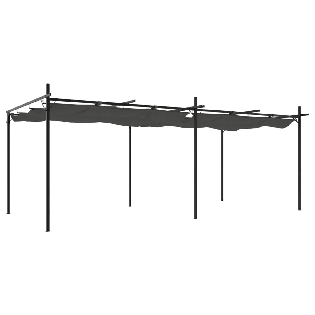 Pergola med uttrekkbar tak antrasitt 589x292x230 cm