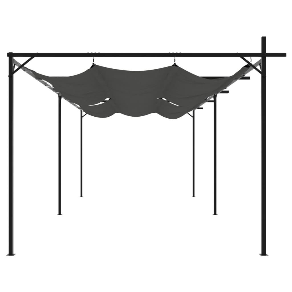 Pergola med uttrekkbar tak antrasitt 589x292x230 cm