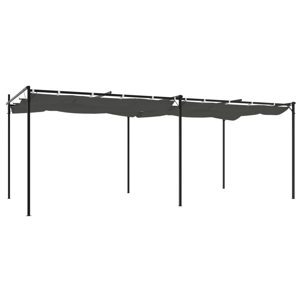Pergola med uttrekkbar tak antrasitt 589x292x230 cm