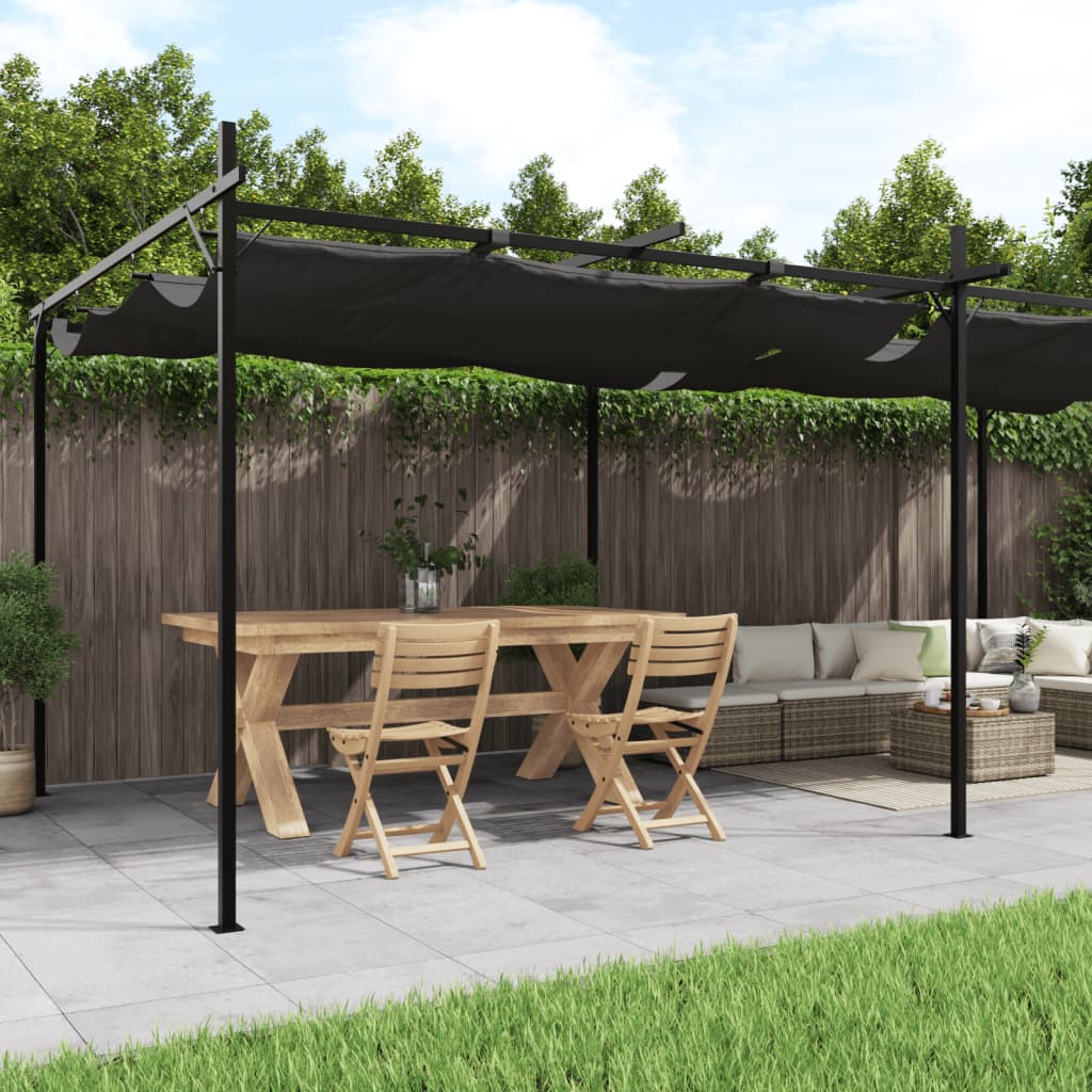 Pergola med uttrekkbar tak antrasitt 589x292x230 cm