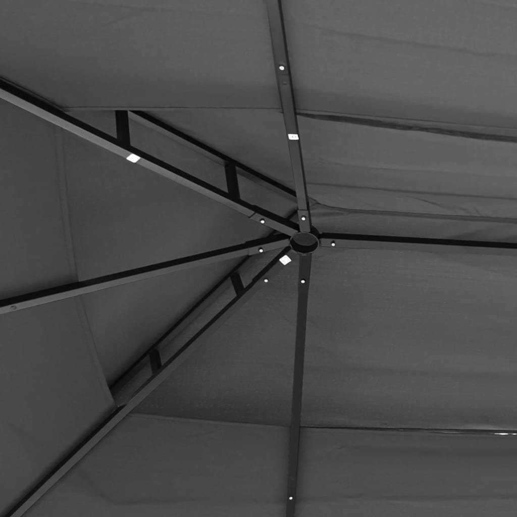 Paviljong med sidevegger antrasitt 400x300x270 cm stål