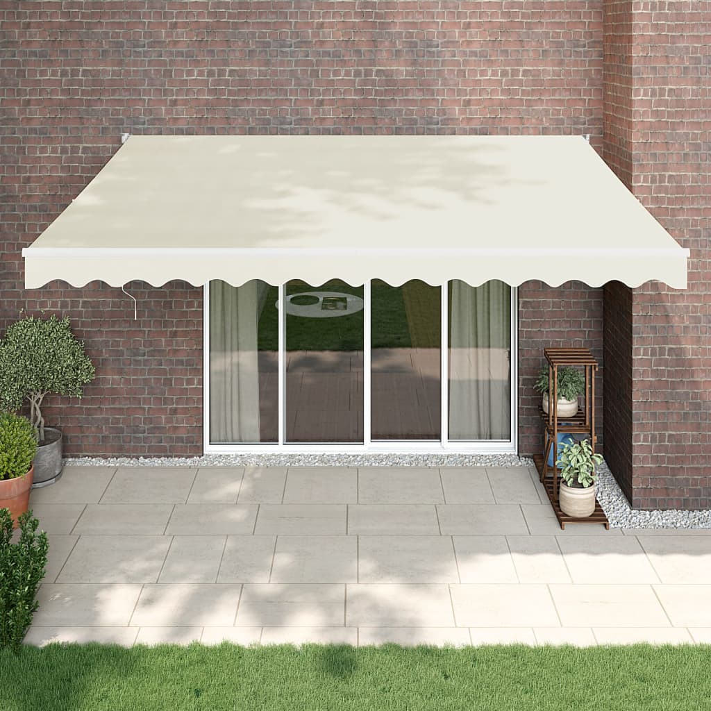 Uttrekkbar markise kremhvit 4x3 m stoff og aluminium vidaXL