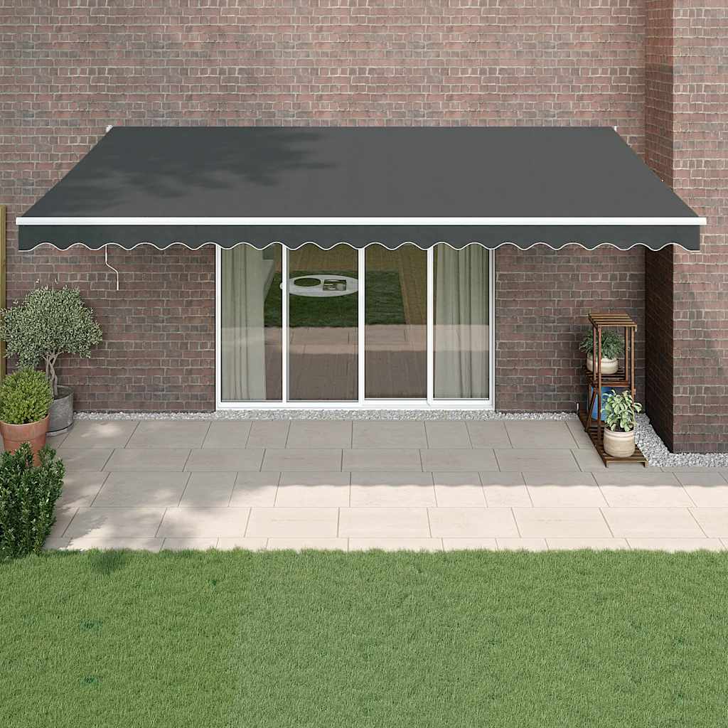 Uttrekkbar markise antrasitt 5x3 m stoff og aluminium
